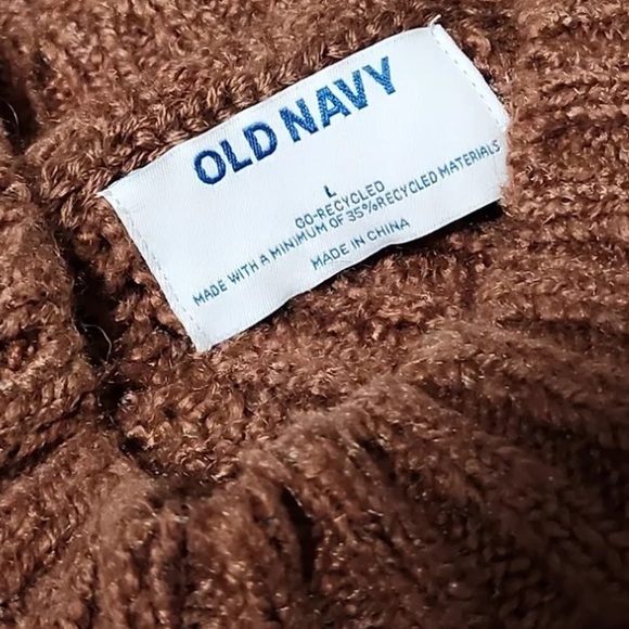 Like New Brown Chunky Knit Old Navy Mock Neck Go-Recycled Sweater Dress Large - Picture 2 of 4